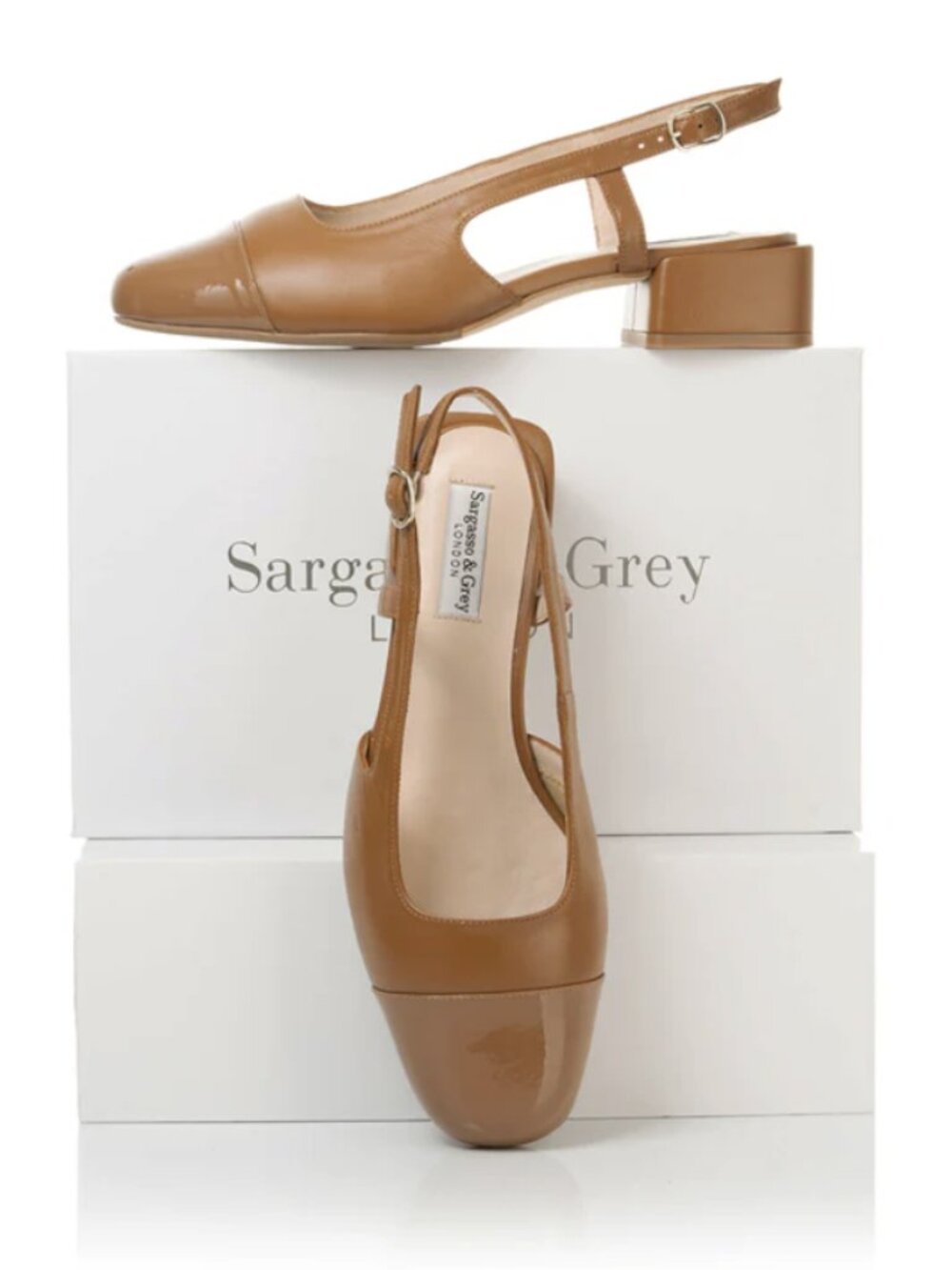 Sargasso & Grey Fern Tan Leather Slingbacks 39.5